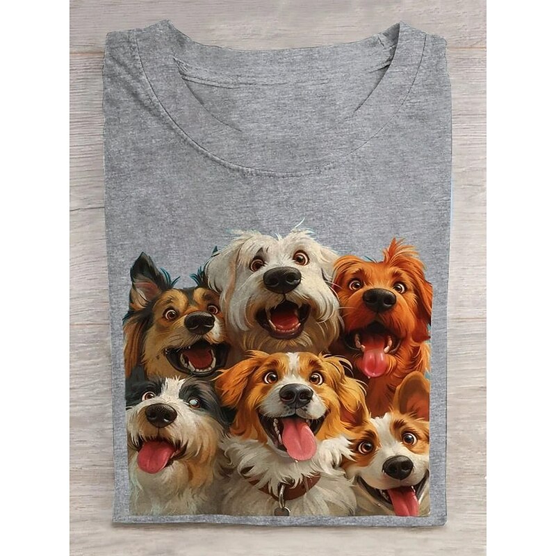 Women's T Shirt Graphic Animal Dog Stylish Classic Modern Short Sleeve Crew Neck Round Neck Regular Tops Daily Going out Weekend Print Black White Blue Gray Summer Spring4