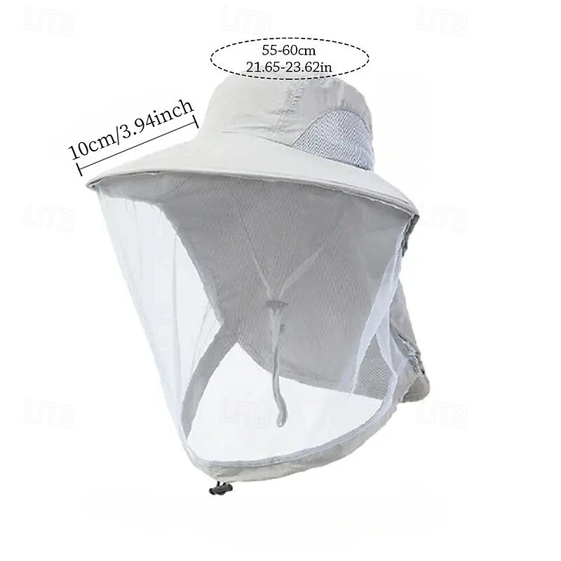 Sun Protection Hat for Men Women with Mosquito Net, Wide Brim Outdoor Beach Fishing Cap with Neck Flap, Breathable Mesh, Windproof2