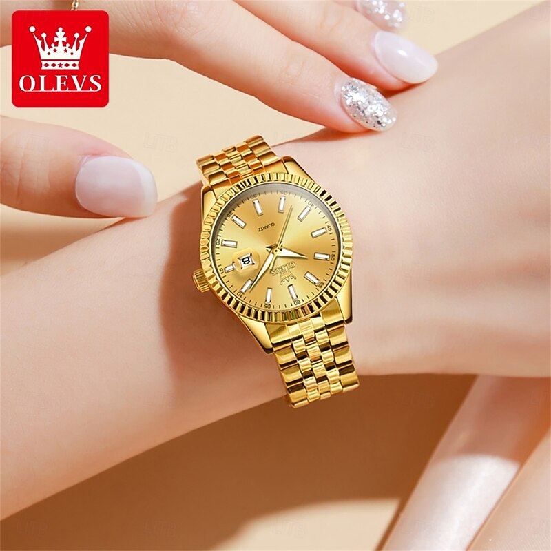 OLEVS Women Quartz Watch Minimalist Fashion Casual Wristwatch Luminous Calendar Waterproof Decoration Stainless Steel Watch3
