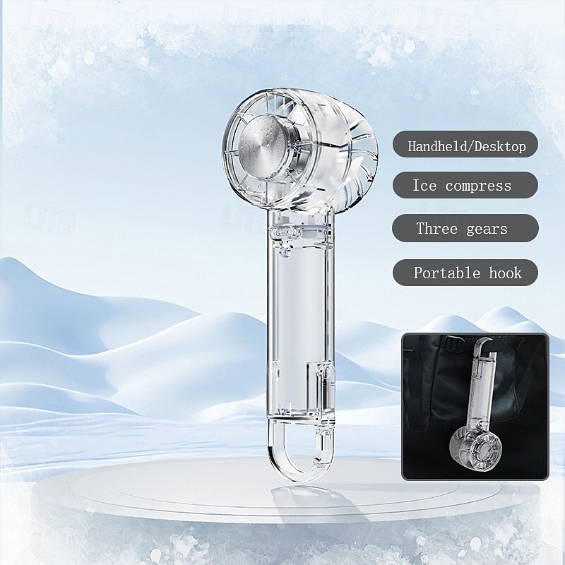 Foldable Desktop & Handheld Transparent Fan – 3-Speed Turbo Cooling, Quiet Operation, Retractable Hook, Portable Clear Design for Outdoor & Indoor Use2