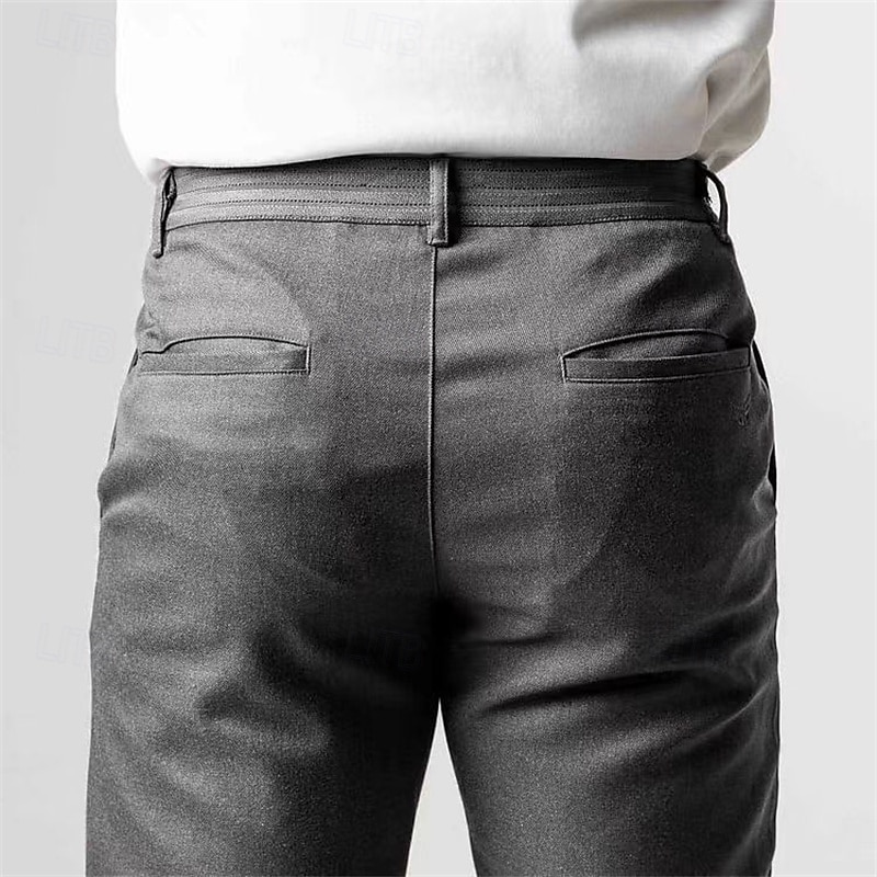 Men's Linen Pants Trousers Chinos Summer Pants Pocket Plain Comfort Breathable Vacation Daily Holiday Simple Casual Dark Brown Black4
