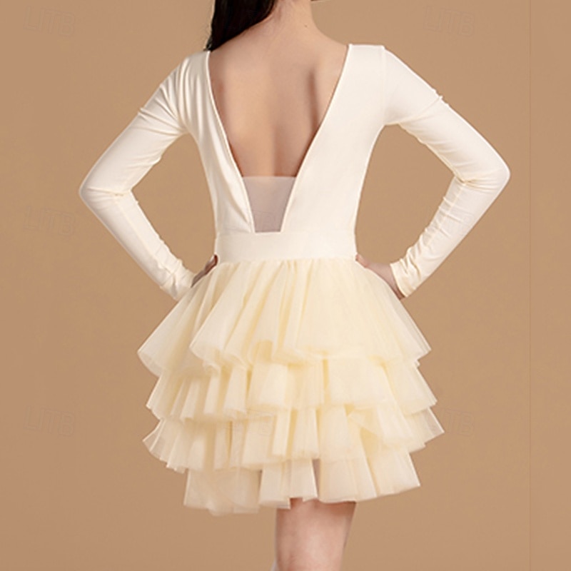 Kids' Dancewear Skirts Splicing Girls' Performance Daily Wear Long Sleeve High Crystal Cotton Lycra2