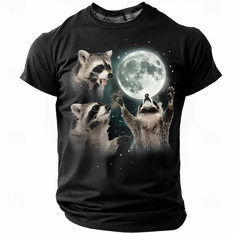 Men's Animal Funny T Shirt Short Sleeve T shirt 3D Print Crew Neck Shirt Fashion Exaggerated Daily Party Casual Daily Black Summer Spring All Seasons Clothing Apparel S M L XL XXL XXXL