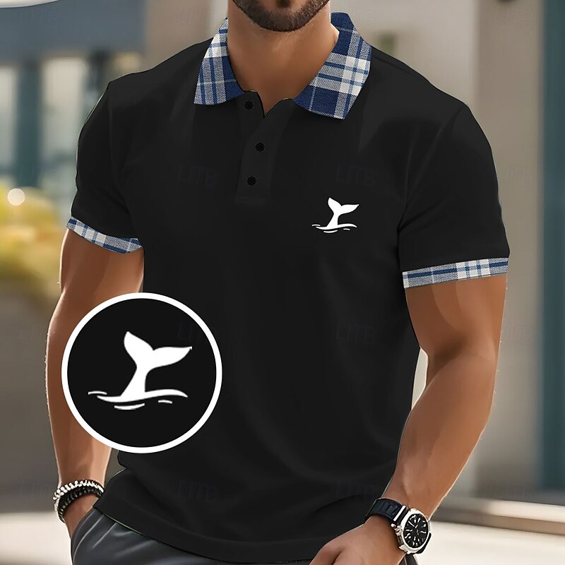 Men's Graphic Polo Short Sleeve Polo Shirts Collared Shirts Casual School Outdoor Athleisure Daily Wear 3D Print Summer Black White Blue4