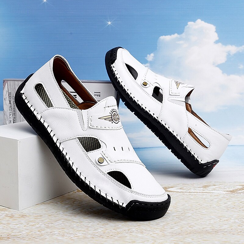 Men's White Casual Slip-On Sandals – Breathable Outdoor Summer Shoes for Beach, Vacation & Daily Wear2