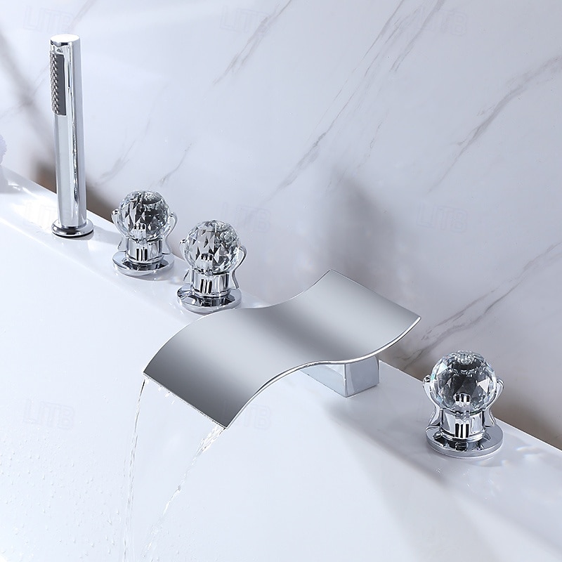 Bathtub Faucet - Modern Contemporary Electroplated Roman Tub Brass Valve Bath Shower Mixer Taps