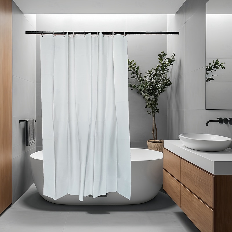 Shower Curtain, Waterproof PEVA Liner, 12 Hooks, Nordic Style Bathroom Decor, Beach Ocean Triangle/Plaid Print4