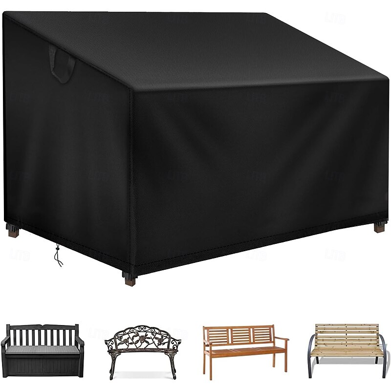 1pc 420D Oxford Outdoor Bench Dust Cover Furniture Cover Outdoor Patio Furniture Cover, Black