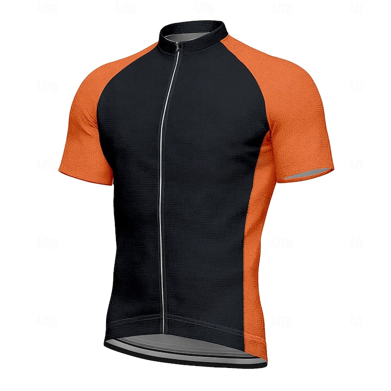 Men's Cycling Jersey Graphic Color Block Short Sleeve Bike Jersey Top with 3 Rear Pockets Sunscreen UV Resistant Quick Dry Reflective Strips Sports Blue Orange Green Clothing Apparel