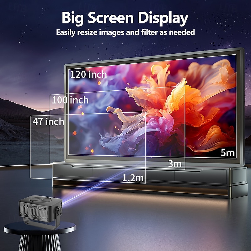 Portable Projector Native 1080P 4K Auto Focus and Keystone Correction 360 Adjustable Stand Detachable Portable2