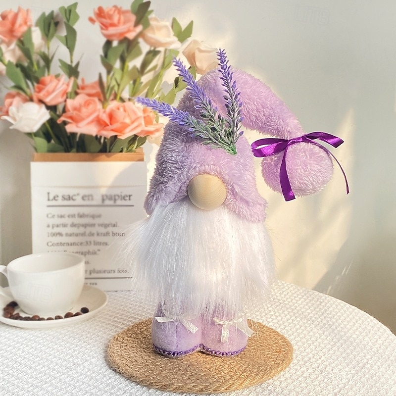 Mother's Day Gnome Decoration, Purple Standing Faceless Gnome Doll, Tabletop Figurine for Mom, Cute Holiday Shelf Decor Gift for Her