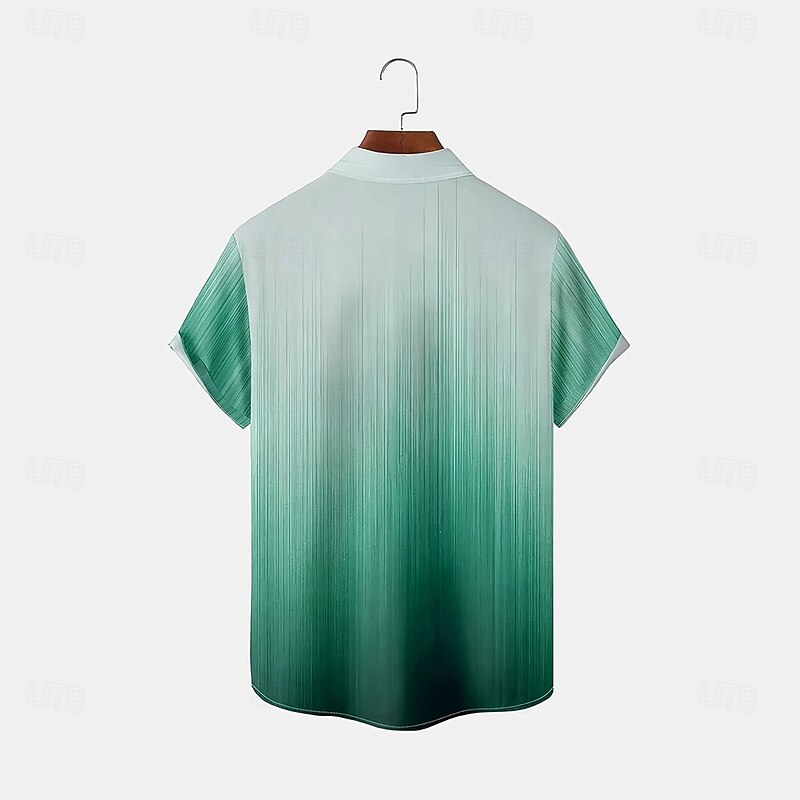 Men's Gradient Color Coconut Palm Shirt Summer Hawaiian Shirt Button Up Shirt Short Sleeve Hawaiian Vacation Holiday Beach Wear Summer Spring Turndown 3D Print Collared Shirts Front One Pocket Blue4