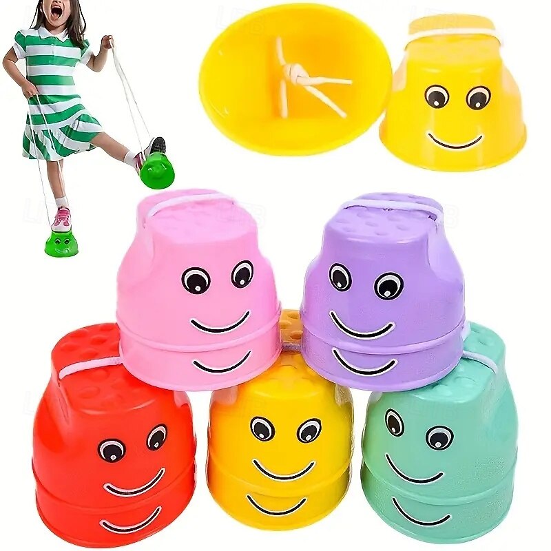 1 Pair Kids Stilt Walkers - Adjustable Rope Durable Plastic Lightweight Balance Training Toys for Coordination & Motor Skills Development