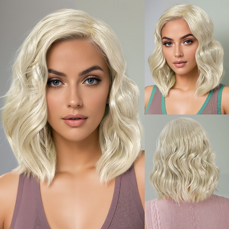 Synthetic Wig Wavy Water Wave Side Part Deep Parting Machine Made Wig 30 inch A1 Synthetic Hair Women's Fashionable Design Classic Comfortable Blonde