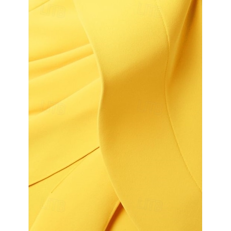 Sheath / Column Cocktail Dresses Elegant Dress Formal Wedding Asymmetrical Sleeveless One Shoulder Stretch Crepe with Ruffles3