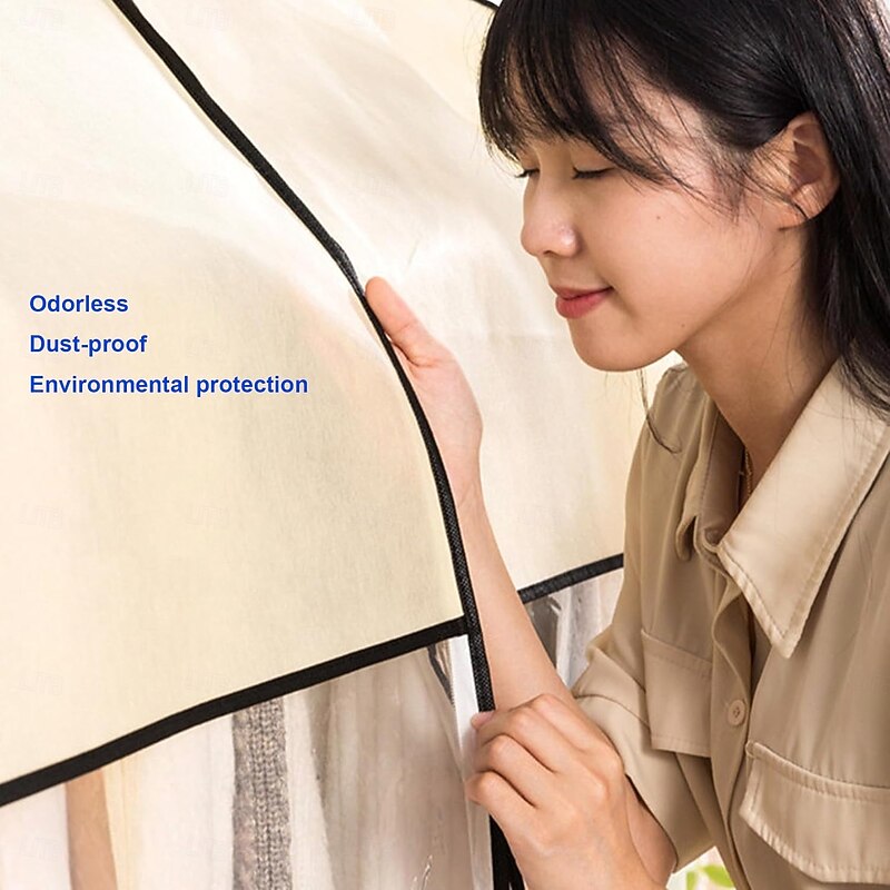 Garment Rack Cover for Clothes, Full Enclosed Non-Woven Dust Cover with Clear Window, Zippered Wardrobe Closet Organizer for Bedroom Hanging Clothes Rack3