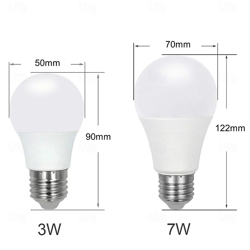 E27 Screw Base LED Light Bulbs AC12V DC12-24V 3W 7W LED Globe Bulbs Non-Dimmable Lamp for Home Bedroom Living Room Office 4Pcs4