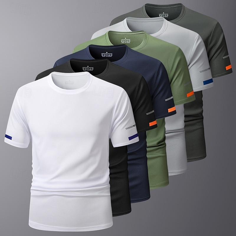 Men's Sport T Shirt Quick Dry  Tee Crew Neck Summer Solid Color Plain Short Sleeves Sports & Outdoors Casual Basic Fitness Casual Daily Dark Grey White Black Top Tee for Men