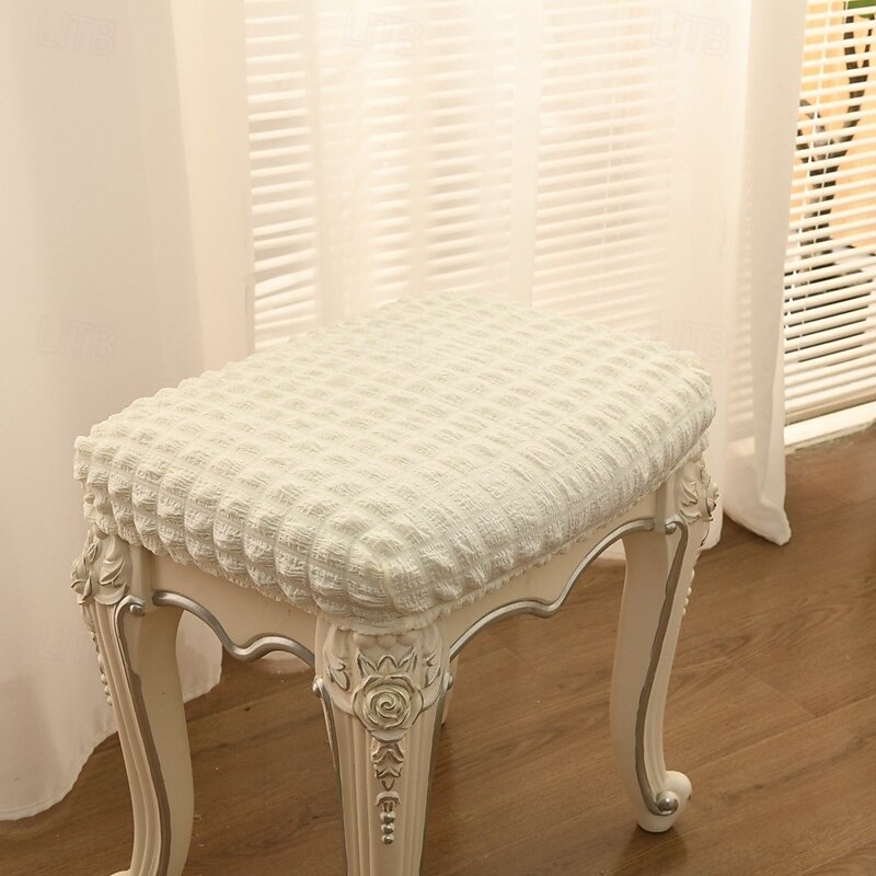 Vanity Stool Bench Covers, Rectangle Bar Stool Covers, Luxury Crease-Resistant Jacquard Fabric Saddle Bar Stool Slipcovers Stretch Washable3