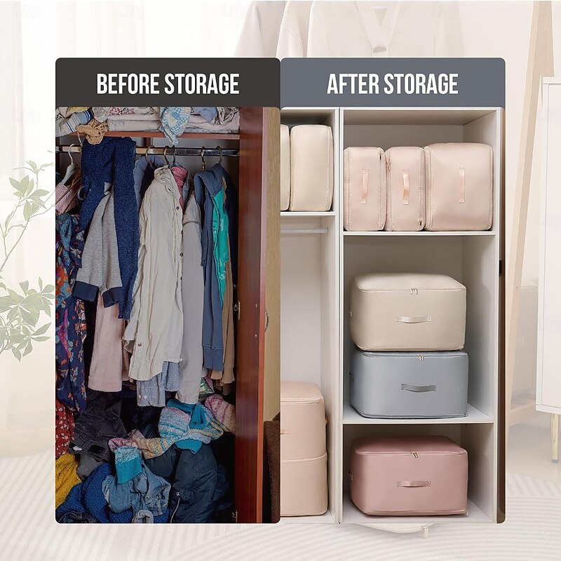 Space Saving Self Compression Organizer, Oxford Fabric Compression Bags for Clothes, Blankets, Comforters, Extra Large Travel & Storage Organizer for Quilts and Winter Jackets2