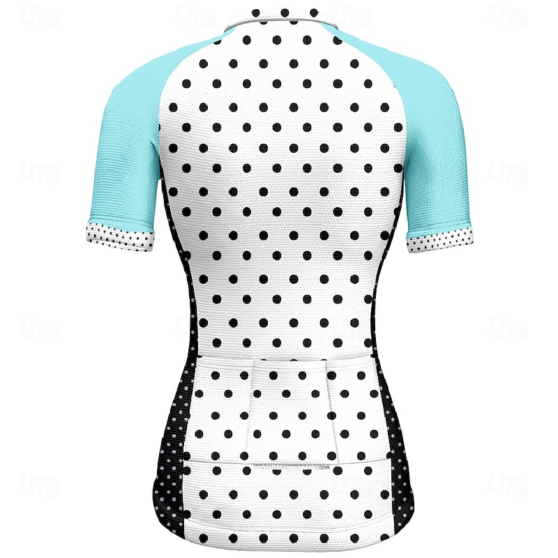 Women's Cycling Jersey Polka Dot Short Sleeve Bike Tee Tshirt Jersey with 3 Rear Pockets Mountain Bike MTB Quick Dry Anatomic Design Wicking Breathable Sports White Yellow Pink Clothing Apparel4