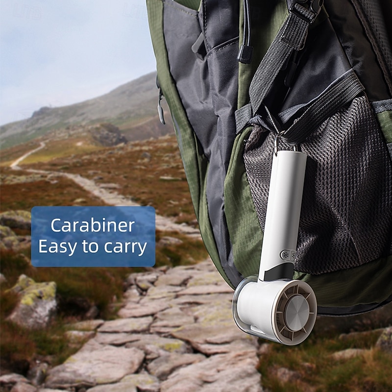 K52 Handheld Cooling Fan with 13000RPM Motor, Ice Porcelain Refrigeration, LED Display, 100-Speed Adjustment, Foldable Design and Carabiner – Portable Personal Fan for Summer Travel and Outdoor Use2