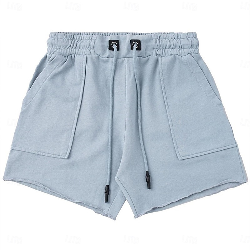 Men's Sweat Shorts Shorts Bermuda shorts Beach Shorts Drawstring Elastic Waist Plain Comfort Sports Knee Length Outdoor Casual Daily Vacation Fashion Black Orange Micro-elastic3