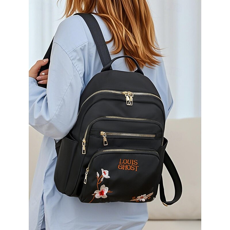 Women's Stylish Embroidered Backpack with Multiple Pockets, Adjustable Shoulder Straps – Perfect for Daily Use, Travel and School