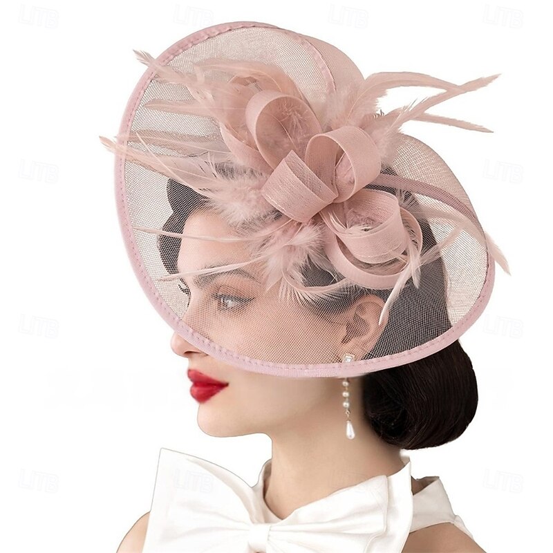 Headdress Tulle Feather Fedora Hat Wedding Tea Party Horse Race Vintage Cute With Feather Headpiece Headwear3