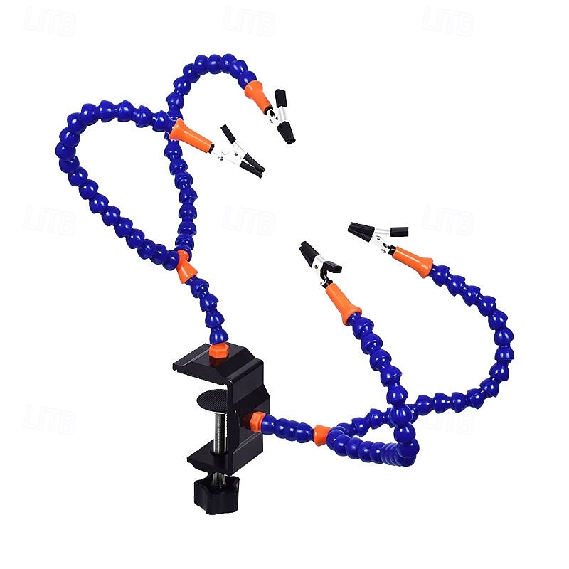 Helping Hands Third Hand Soldering 4 Arms with Adjustable Vise Tabletop-Clamp Base Perfect for Pcb Repair, Jewelry Solder Holder