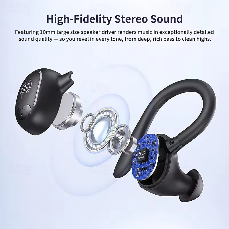 635 True Wireless Headphones TWS Earbuds, Ear Hook Bluetooth 5.3, Ergonomic Design, Charging Box, Long Battery for Everyday Use, Travel, Cycling2