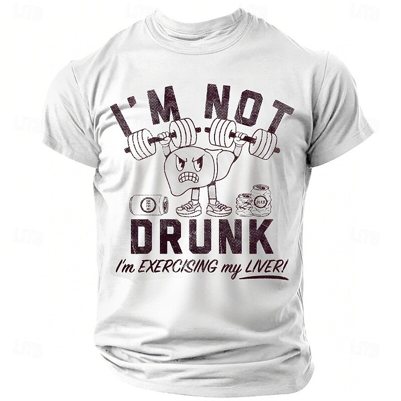 Men's Humorous Graphic T-Shirt - Liver Exercise Pun, Beer & Party Humor2