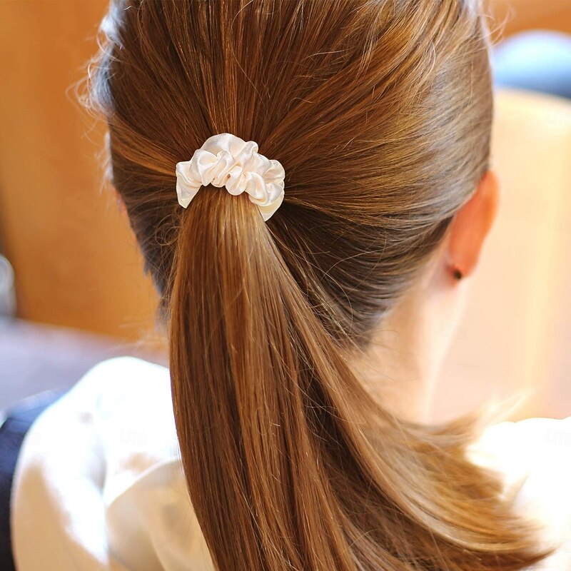 Silk Hair Scrunchies Ties for Frizz & Breakage Prevention, 100% Mulberry, No Damage, Elastic Ponytail Holders, 1Pc3