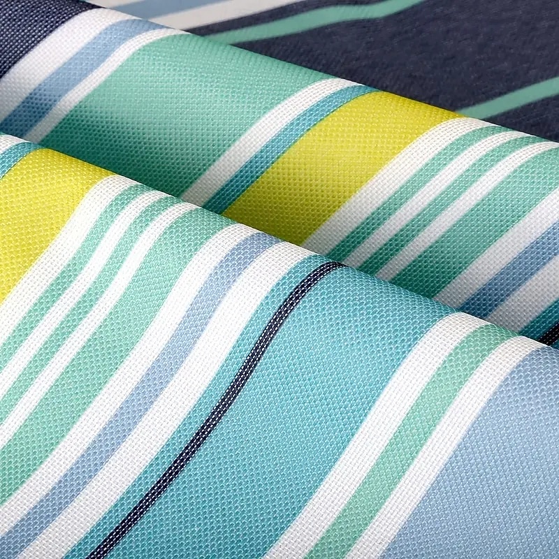 Extra Large 80 x 60 Outdoor Picnic Blanket Portable Beach Mat Durable Oxford Cloth Perfect for Camping Hiking and Vacations All Seasons Vivid Striped Design  Durable Fabric3