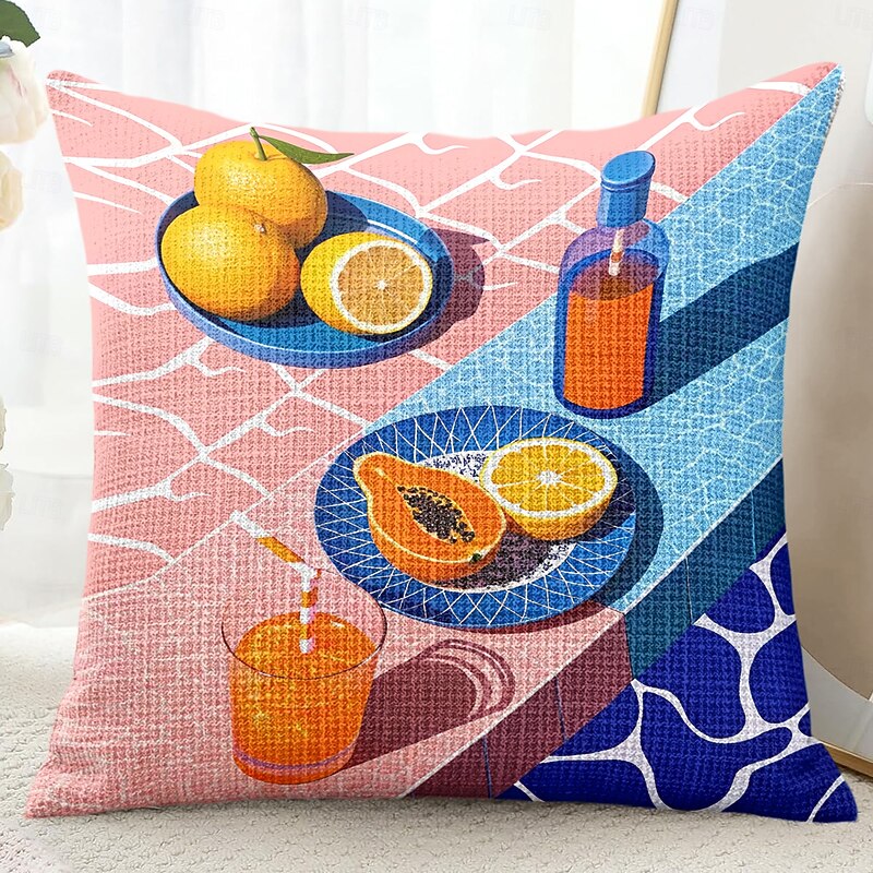 Summer Fruit Pattern Decorative Toss Pillows Cover 1PC Soft Square Couch Cushion Case Pillowcase for Bedroom Livingroom Sofa Chair3