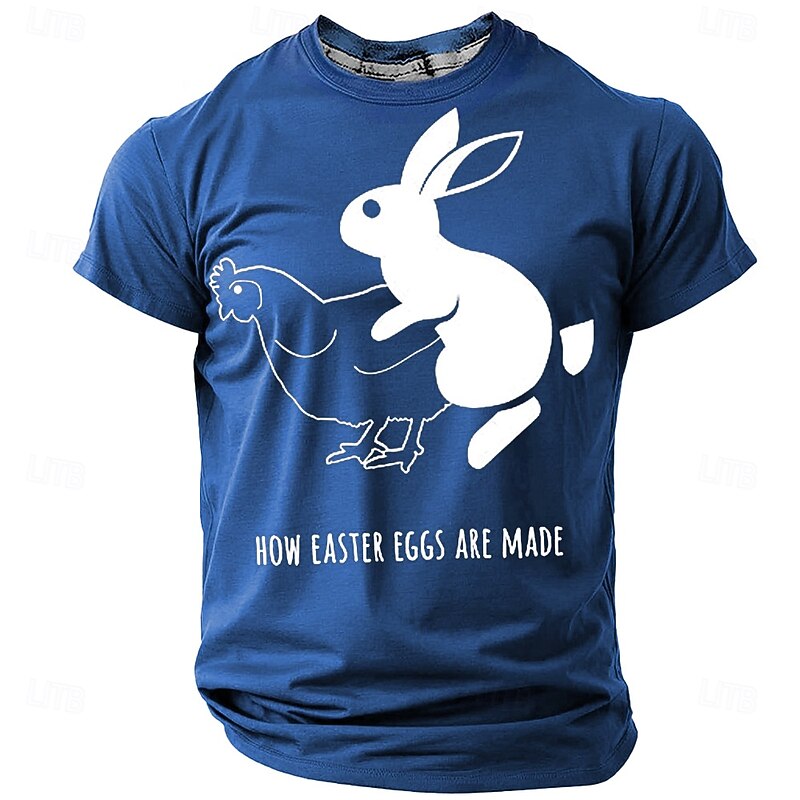 Easter Men's Animal Funny T Shirt Short Sleeve T shirt 3D Print Crew Neck Round Neck Shirt Fashion Daily Casual Street Casual Daily Black Red Blue Summer Spring All Seasons Clothing Apparel S M L XL
