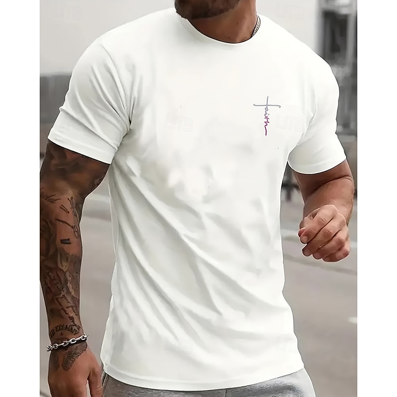 Men's T Shirt Tee Short Sleeve Shirt Tee Top Short Sleeve Crew Neck Summer Spring Cross Fashion Designer Basic Print Vacation Street Going out Black White Top Tee for Men