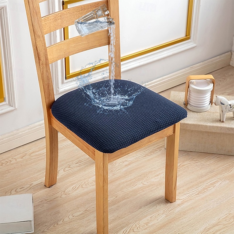 Water Resistant Seat Covers for Dining Chair Burgundy Stretch Chair Seat Slipcover Soft Plain Solid Color Durable Washable Furniture Protector For Dining Room Party