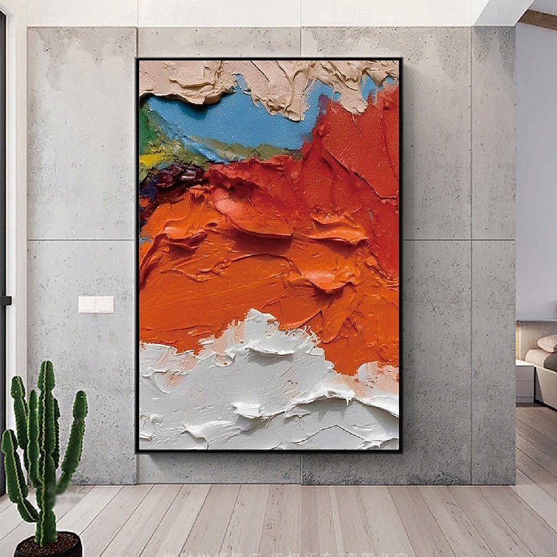 Large 3D oil painting Hand Painted handmade Orange abstract oil painting Black red oil painting Handmade modern painting modern office art canvas paintings for living room bedroom wall decoration3