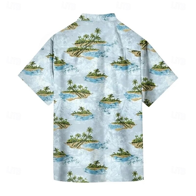 Men's Coconut Tree Tropical Plants Shirt Summer Hawaiian Shirt Button Up Shirt Short Sleeve Hawaiian Resort Vacation Holiday Beach Wear Summer Spring Turndown 3D Print Collared Shirts Blue2