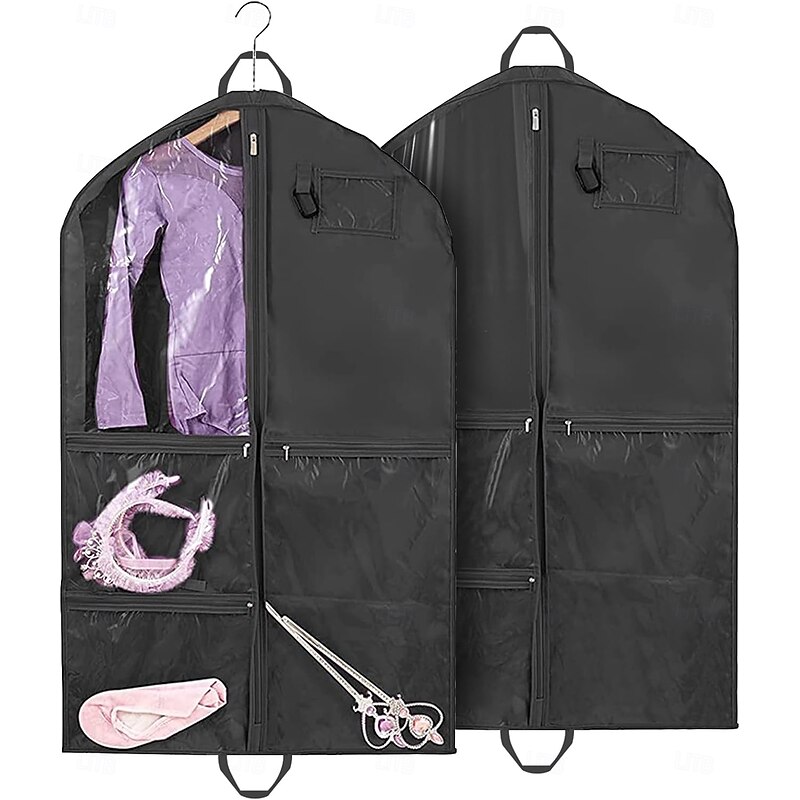 Children Garment Bag with 5 Pockets, 210D Oxford Fabric Short Foldable Costume Storage Cover, Washable Dustproof Clothing Bag for Performances, Recitals, Travel, Competitions, Uniforms