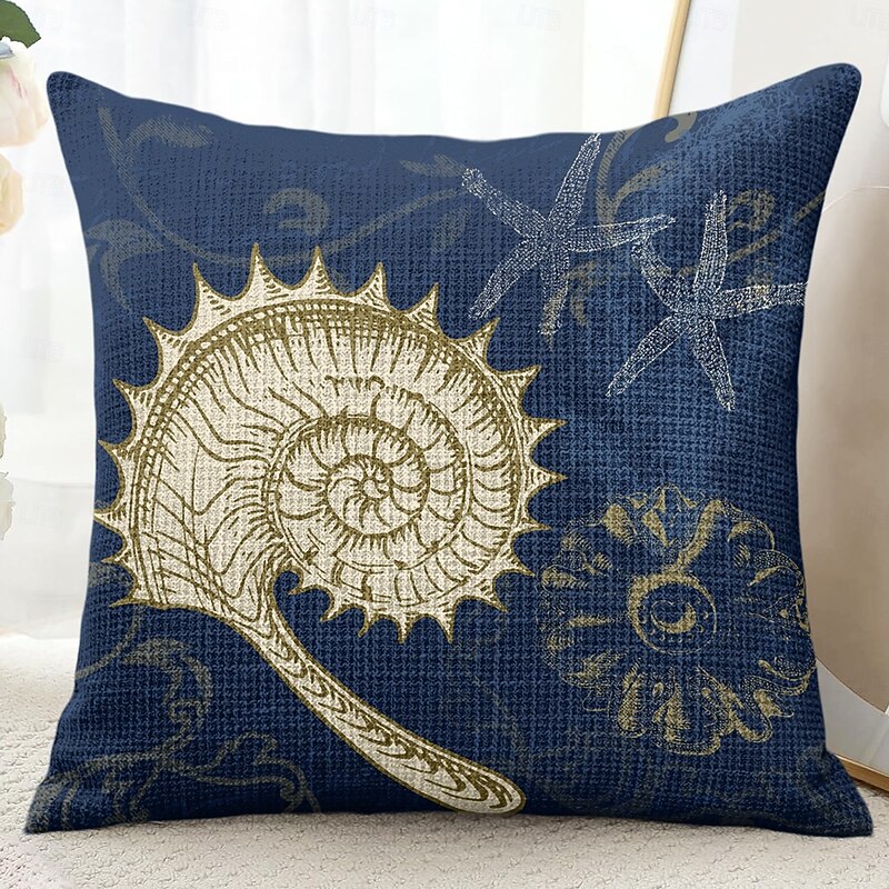Vintage Ocean Shells Decorative Toss Pillows Cover 1PC Soft Square Couch Cushion Case Pillowcase for Bedroom Livingroom Sofa Chair3