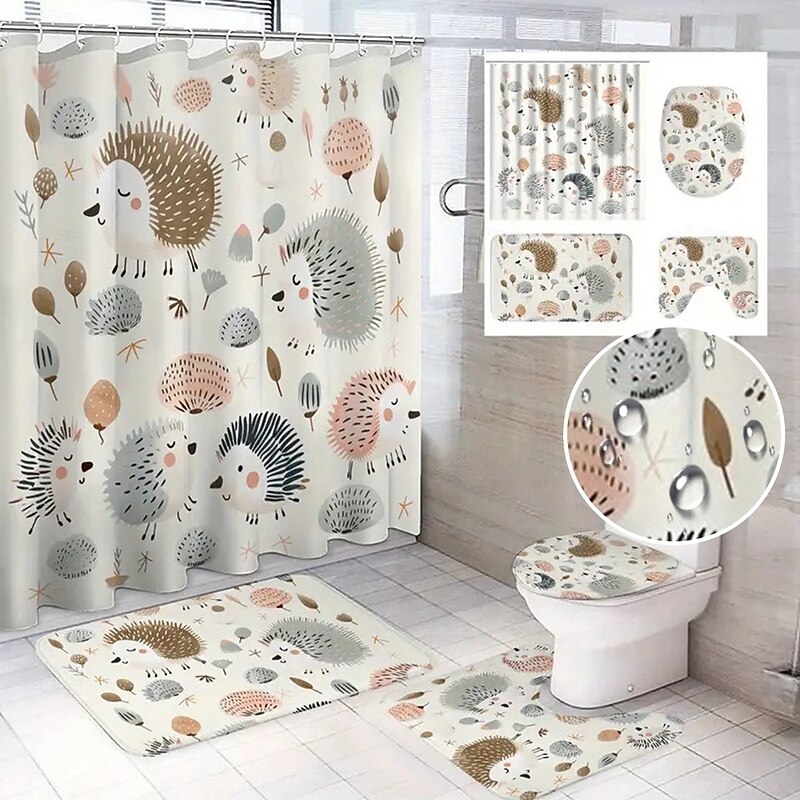 Shower Curtain with 12 Plastic Hooks 180cm*180cm(70