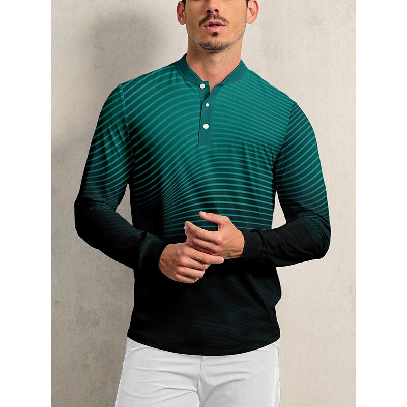 Men's Golf Polo Shirt Green Long Sleeve Top Golf Attire Clothes Outfits Wear Apparel4