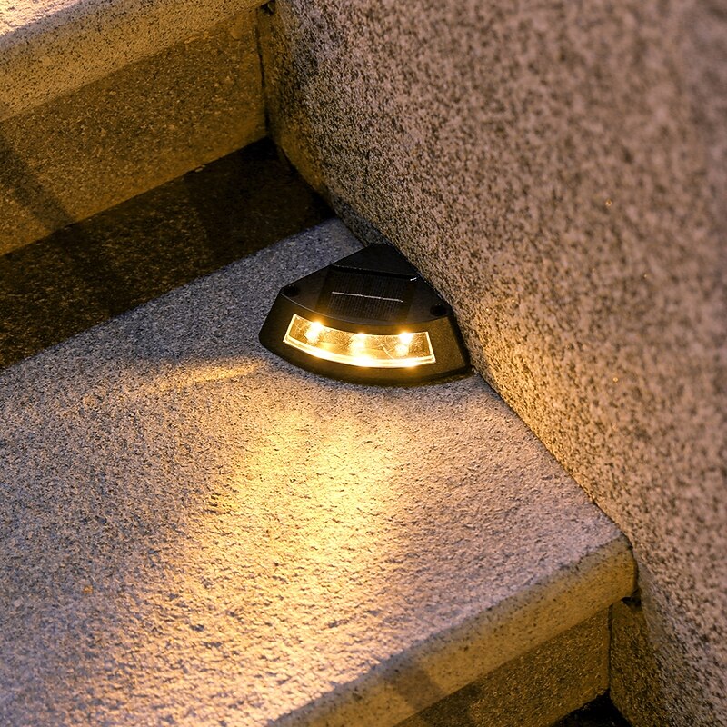4 Pcs Solar Step Ground Light Solar Step Stair Decor Garden Lights Trail Light Outdoor Waterproof Yard Guide Light4