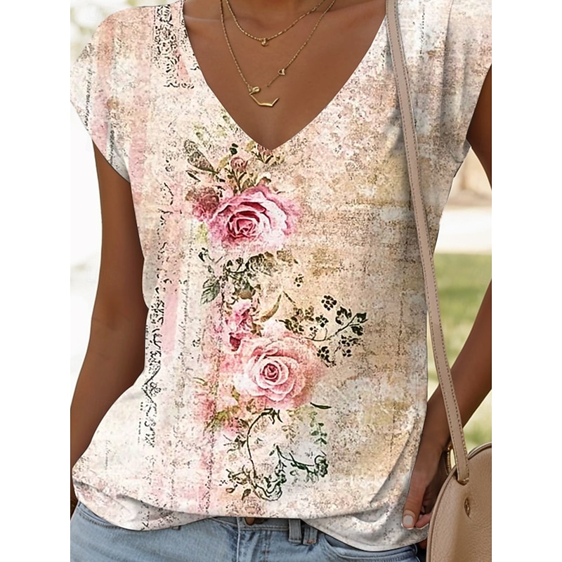 Women's Camisole Tank Top Floral Graphic Vintage Casual Sleeveless V Neck Regular Tops Daily Print Pink Red Blue Purple Green Summer Spring3