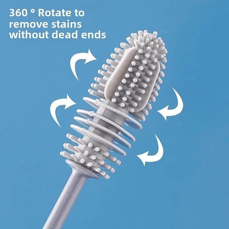 Silicone Bottle Brush for Cleaning Cups and Bottles, Long Handle Cup Scrubber for Water Bottles, Mugs, Baby Bottles, Lids, Reusable Dish Cleaning Brush Tool2