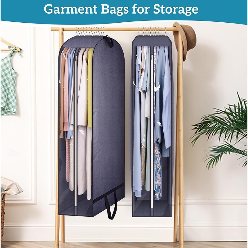 Garment Bags for Hanging Clothes Storage,  Gusseted Clear 43" Suit Bags for Closet Storage with Handles, Garment Covers for Coats, Jackets, Sweaters2