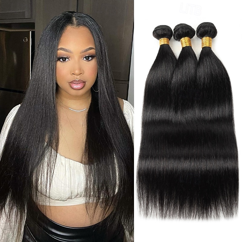 3 Bundles Brazilian Human hair Straight Hair extensions Human hair 8-28inch 300g