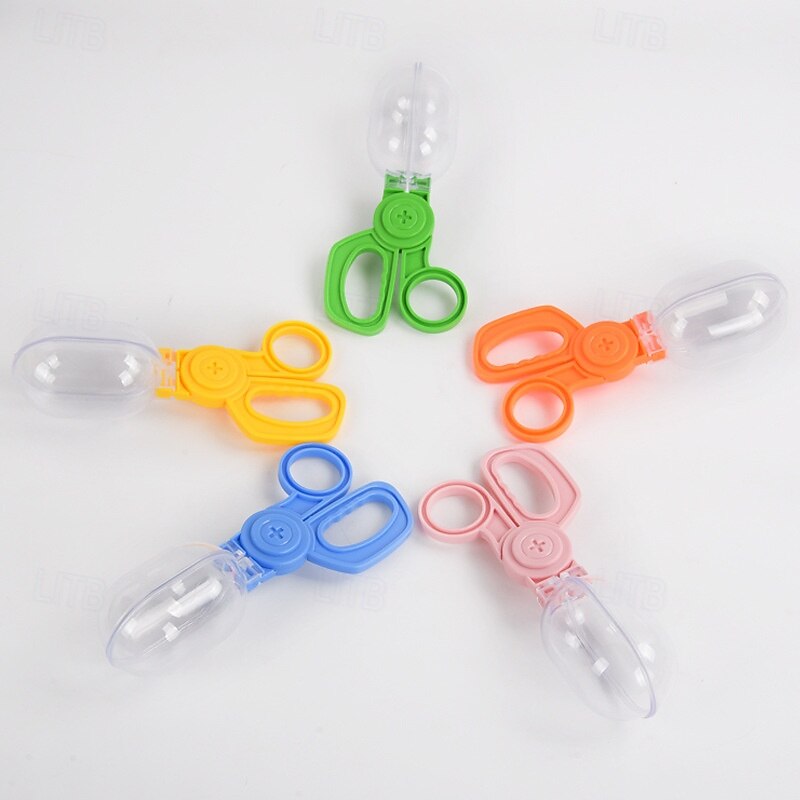 Children's Insect Capsule Clip Transparent Compartment Scissors Clip Insect Catching Clip Plastic Tweezers Pointed Tweezers Accessories3